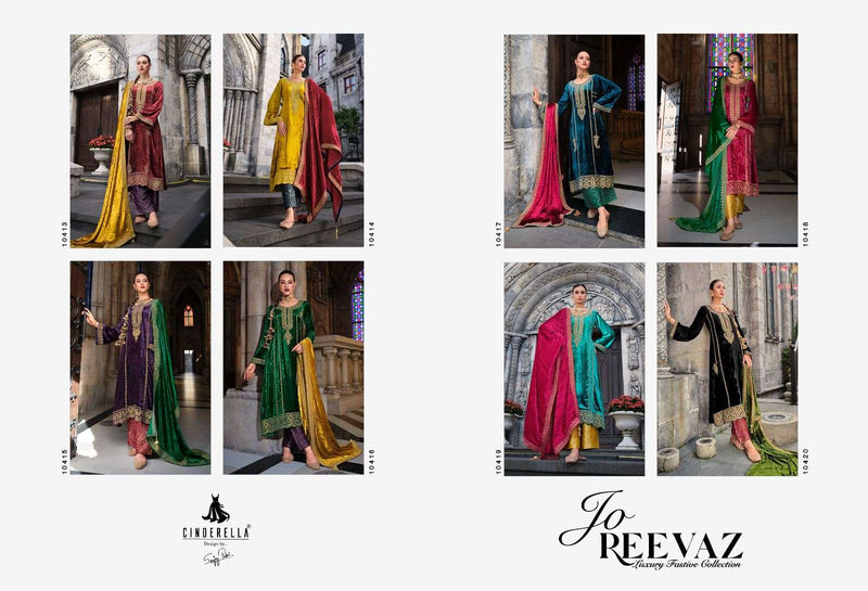 Cinderella Jo Reevaz Viscose Velvet Embroidery Heavy Pakistani Salwar Kameez