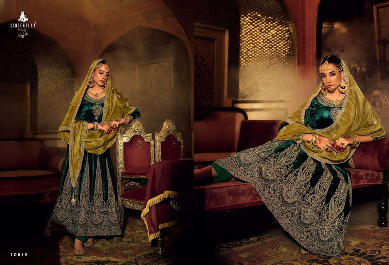 Cindrella Anarkali Viscose Velvet Embroidery Work Party Wear Suit