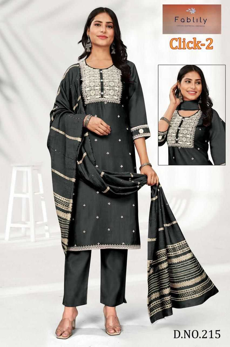 Value Plus Click Vol 2 Modal Solid Embroidery Neck Fancy Designer Kurti Set