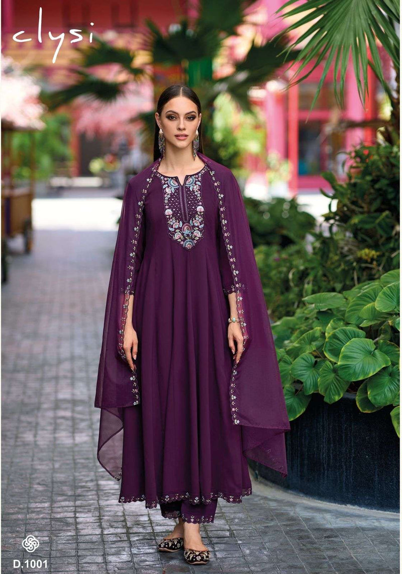Clysi Shehzadi Viscose Thread Handwork Festiv Wear Kurti Pant Dupatta Set