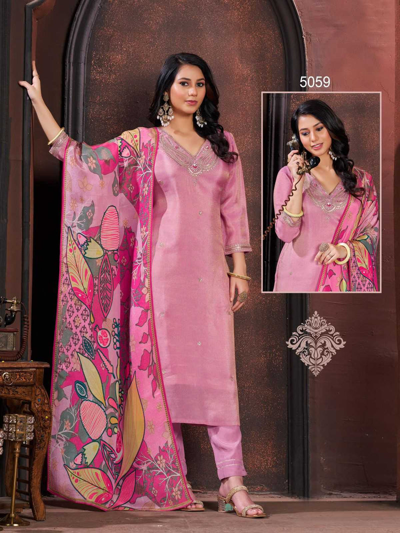 Colorx 5057 To 5059 & 5082 To 5084 Gold Tissu With Heavy Embroidery Readymade Party Wear Suit