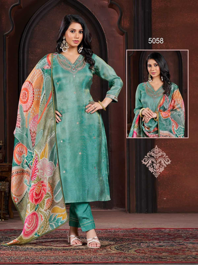 Colorx 5057 To 5059 & 5082 To 5084 Gold Tissu With Heavy Embroidery Readymade Party Wear Suit