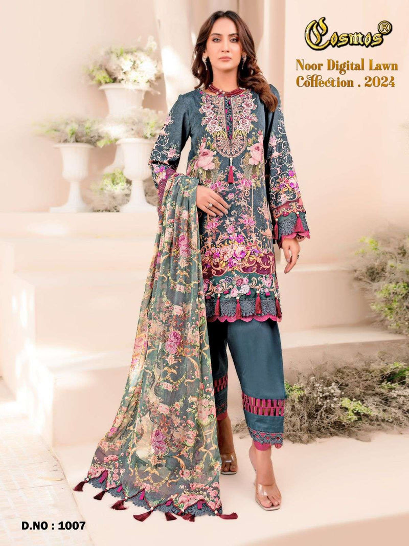 Cosmos Fashion Noor Digital Lawn Collection 24 pure Lawn Beautiful Digital Prints With Embroidery Pakistani Suit