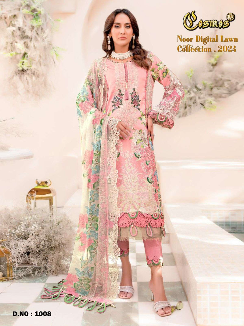 Cosmos Fashion Noor Digital Lawn Collection 24 pure Lawn Beautiful Digital Prints With Embroidery Pakistani Suit