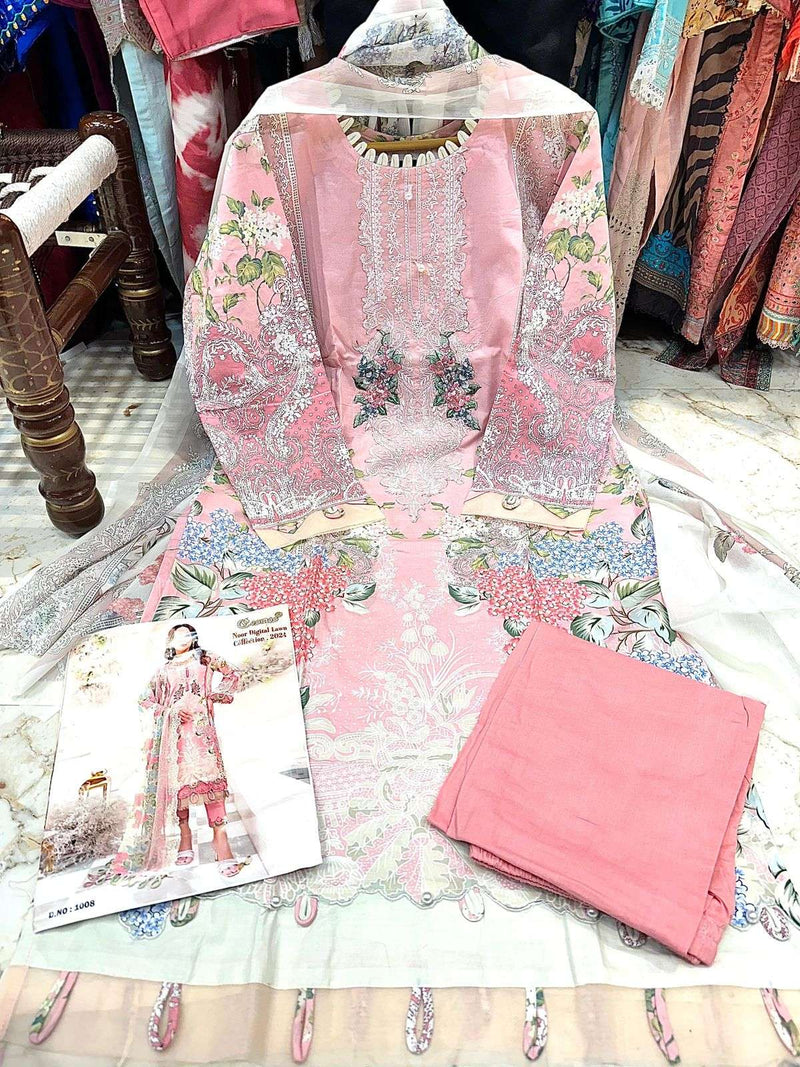 Cosmos Fashion Noor Digital Lawn Collection 24 pure Lawn Beautiful Digital Prints With Embroidery Pakistani Suit