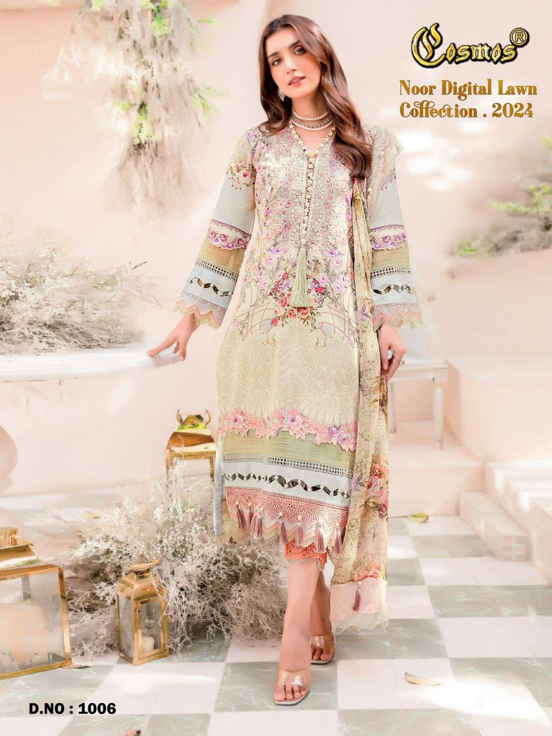Cosmos Fashion Noor Digital Lawn Collection 24 pure Lawn Beautiful Digital Prints With Embroidery Pakistani Suit