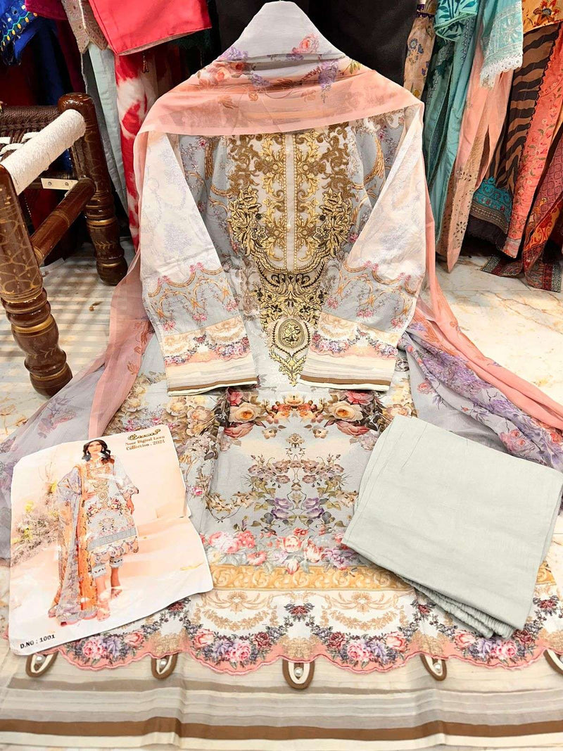 Cosmos Fashion Noor Digital Lawn Collection 24 pure Lawn Beautiful Digital Prints With Embroidery Pakistani Suit