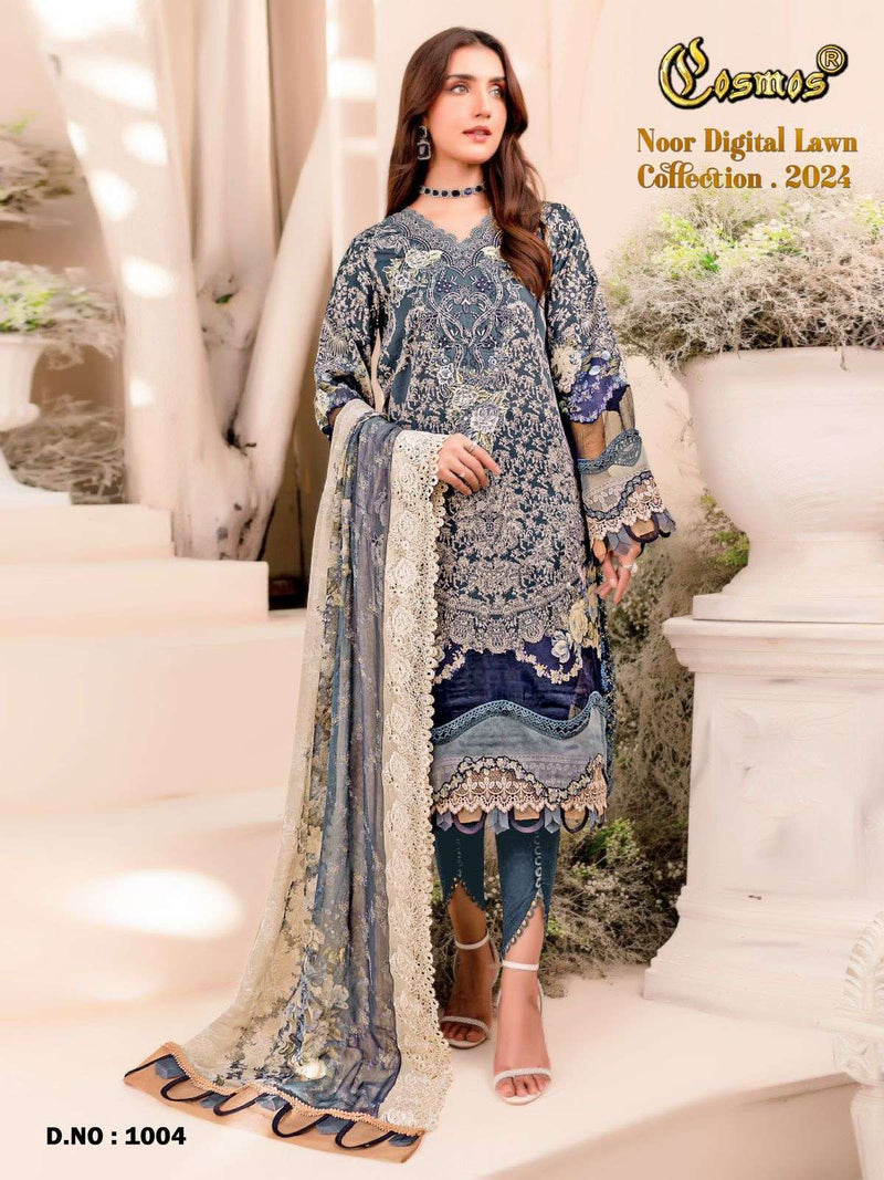 Cosmos Fashion Noor Digital Lawn Collection 24 pure Lawn Beautiful Digital Prints With Embroidery Pakistani Suit