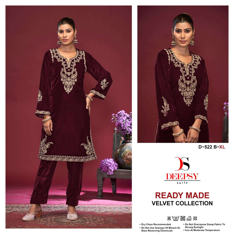 Deepsy Suits D 522 Velvet Hevay Embroidery Work Kurti Pant Set