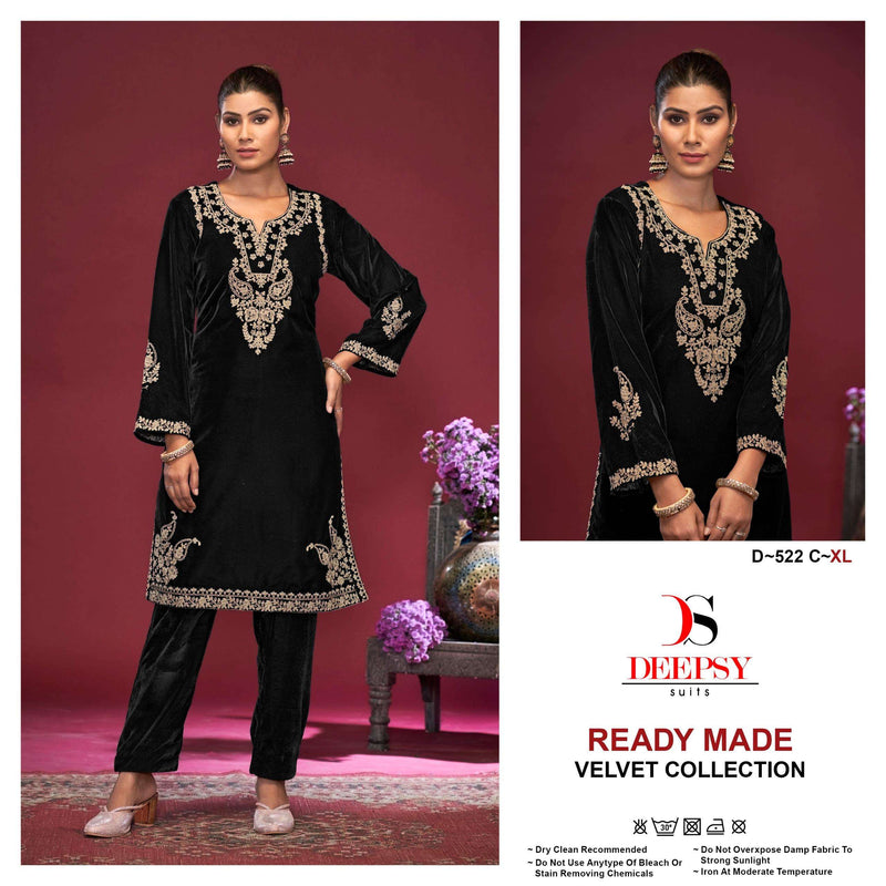 Deepsy Suits D 522 Velvet Hevay Embroidery Work Kurti Pant Set