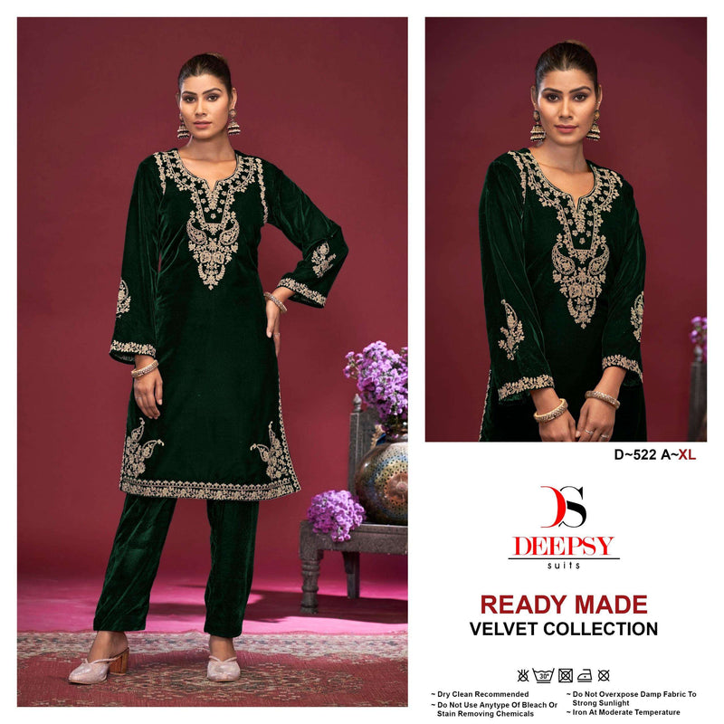 Deepsy Suits D 522 Velvet Hevay Embroidery Work Kurti Pant Set