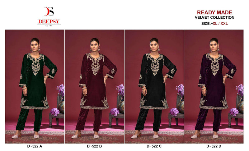 Deepsy Suits D 522 Velvet Hevay Embroidery Work Kurti Pant Set