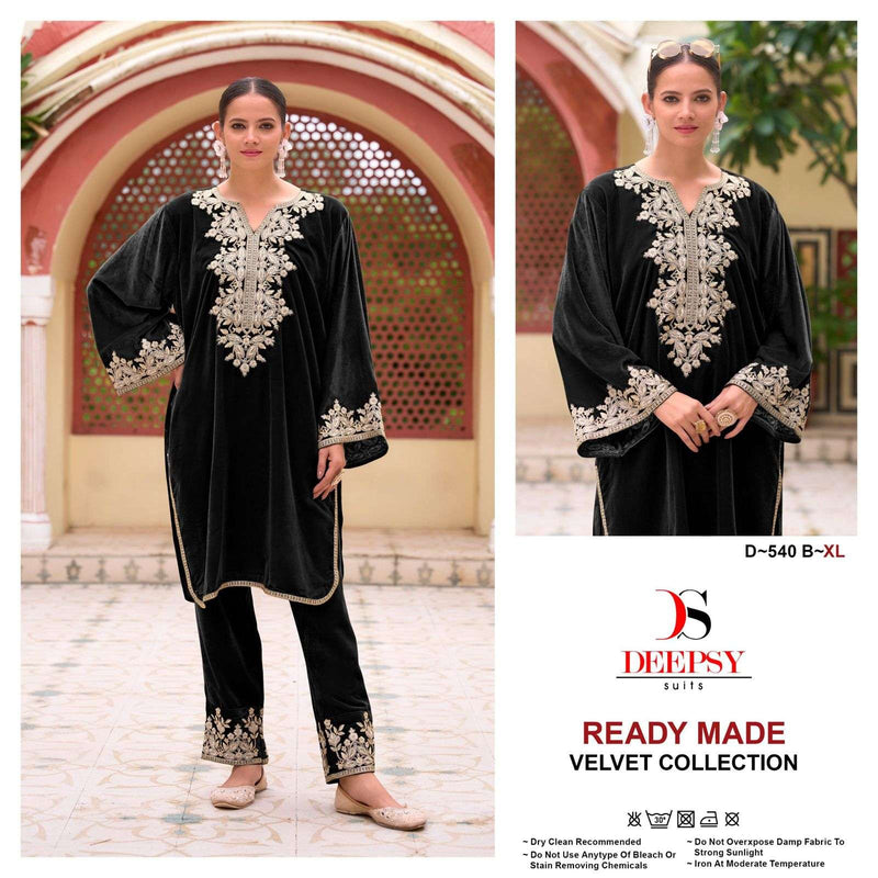 Deepsy Suits D 540 Velvet Embroidery Fancy Designer Pret Kurti Pant Set