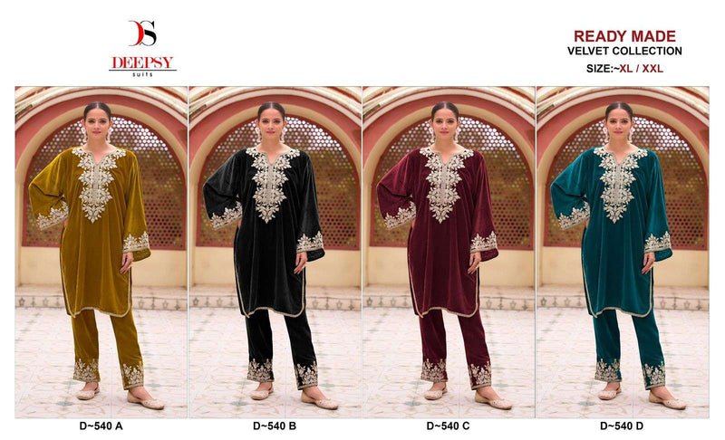 Deepsy Suits D 540 Velvet Embroidery Fancy Designer Pret Kurti Pant Set