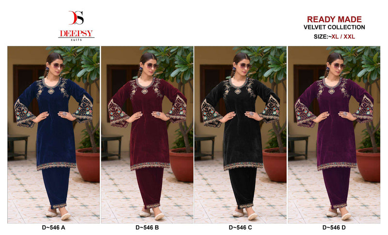 Deepsy Suits D 546 Velvet Embroidery Party Wear Pret Kurti Pant Set