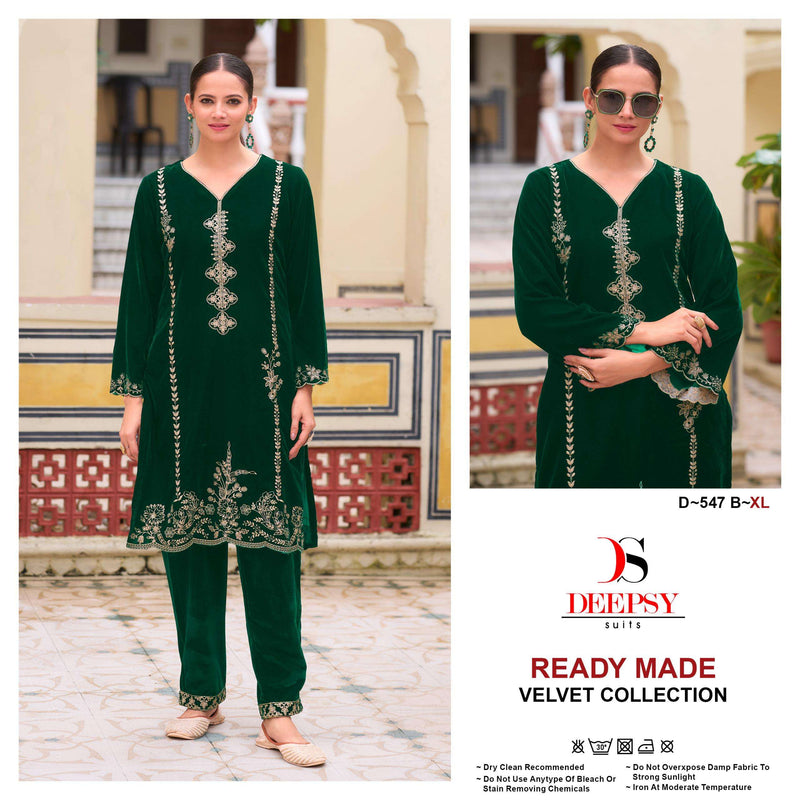 Deepsy Suits D 547 Velvet Embroidery Fancy Pret Kurti Set