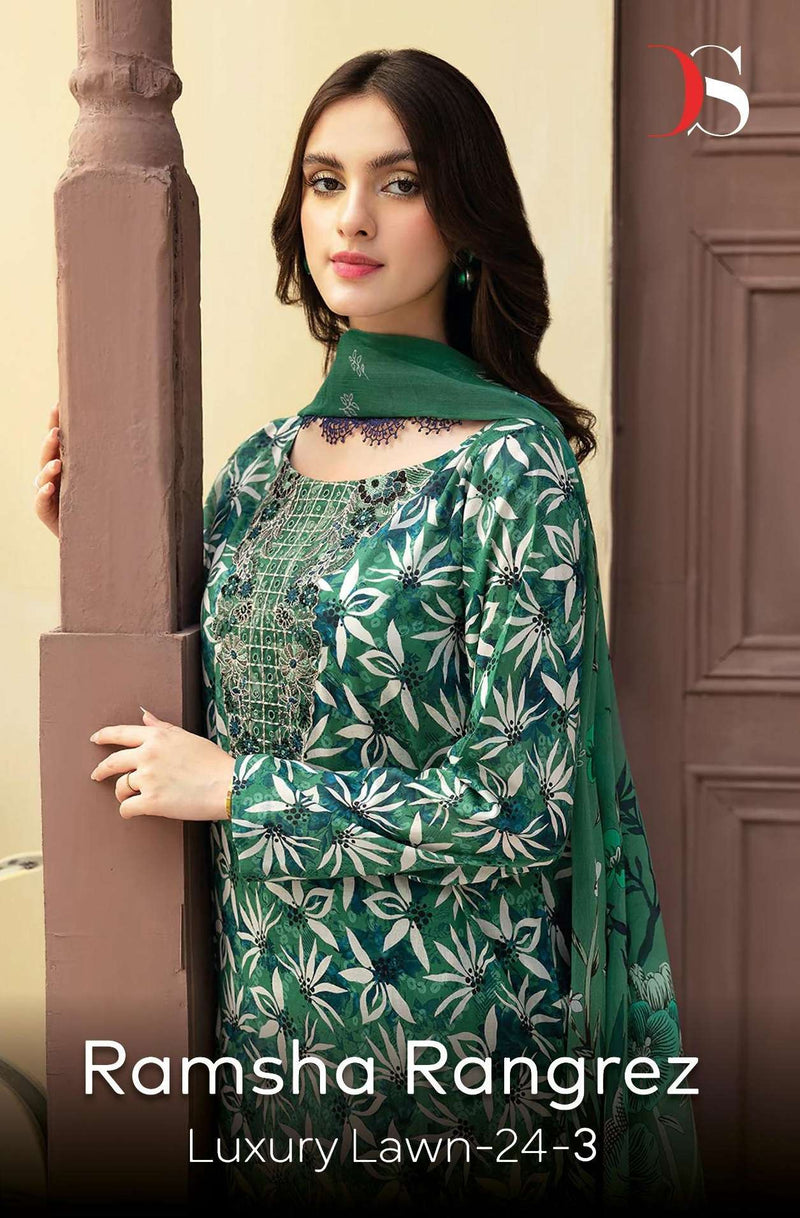 Deepsy Suits Ramsha Rungrez Luxury Lawn 24 Vol 3 Cotton Semi Stitched Casual Wear Kurti Set