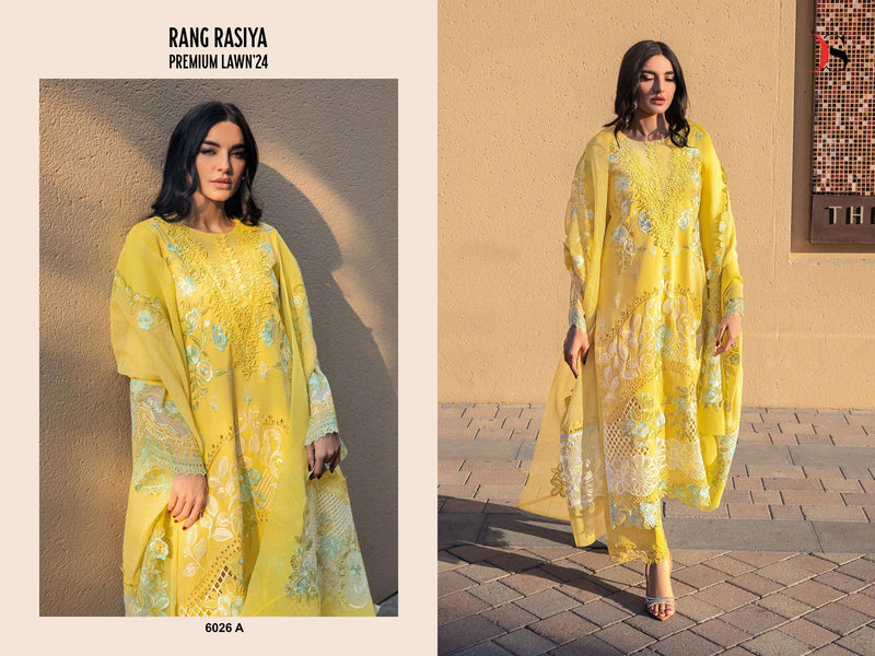 Deepsy Suits Rangrasiya Premium Lawn 24 D No 6026 Cotton With Heavy Embroidery Salwar Suit