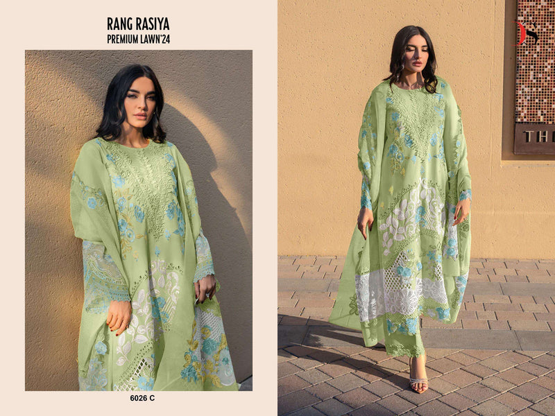 Deepsy Suits Rangrasiya Premium Lawn 24 D No 6026 Cotton With Heavy Embroidery Salwar Suit