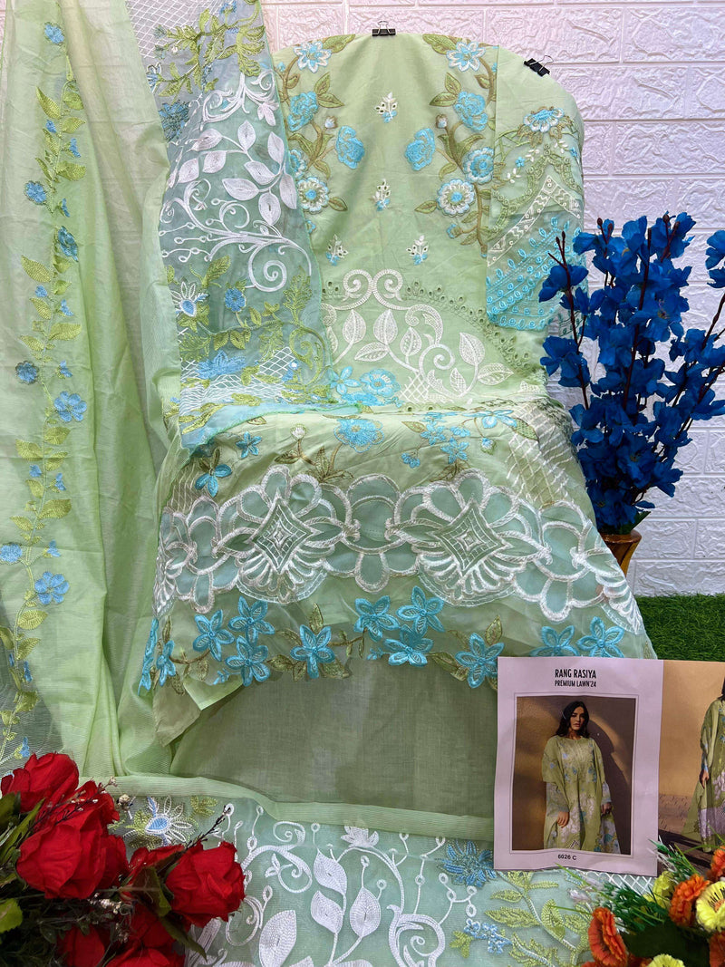 Deepsy Suits Rangrasiya Premium Lawn 24 D No 6026 Cotton With Heavy Embroidery Salwar Suit