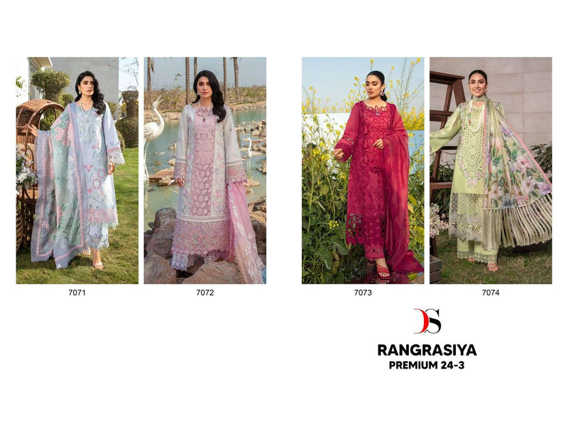 Deepsy Suits Rangrasiya Premium Lawn 24 Vol 3 Cotton Heavy Self Embroidery Fancy Salwar Kameez