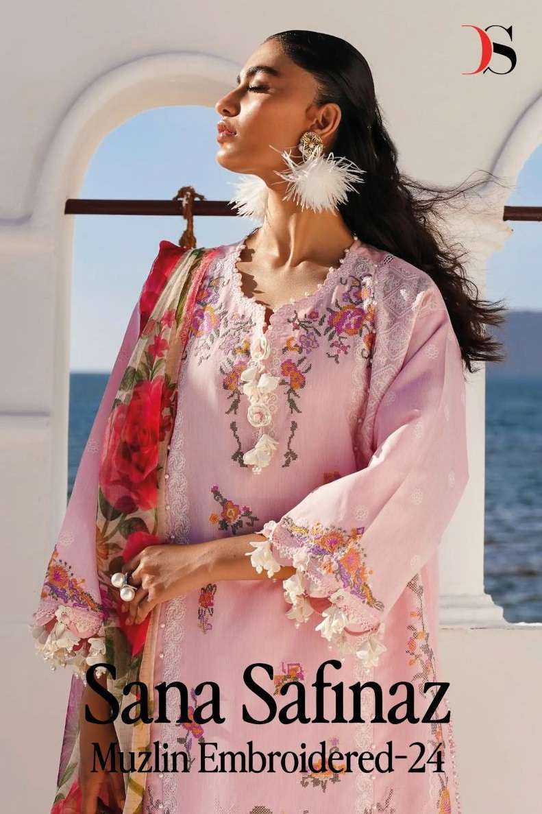 Deepsy Suits Sana Safinaz Muzlin Embroidered 24 Ready Made Collection Cotton Dailywear Suit