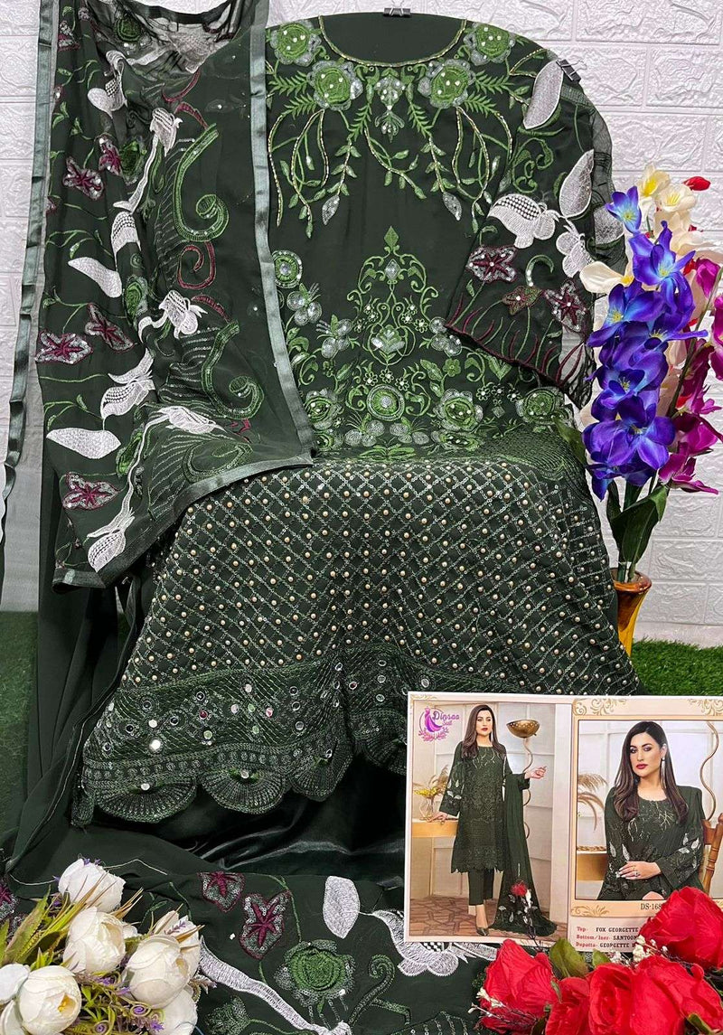 Dinsaa 168 Efgh Georgette Work Pakistani Fancy Dress Materials