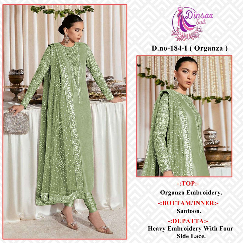 Dinsaa 184 Ijkl Designer Organza Embroidered Pakistani Salwar Kameez
