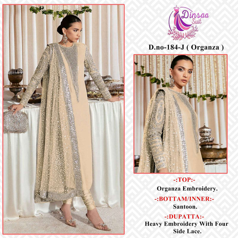 Dinsaa 184 Ijkl Designer Organza Embroidered Pakistani Salwar Kameez