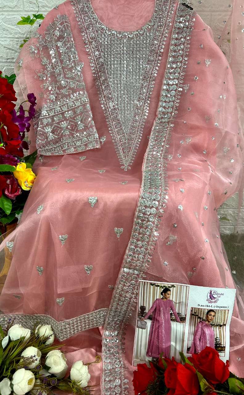 Dinsaa 184 Ijkl Designer Organza Embroidered Pakistani Salwar Kameez