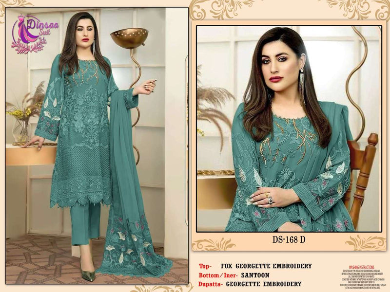 Dinsaa Suit 168 Georgette Khatli Work Pakistani Dress Materials