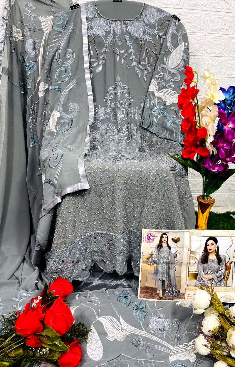 Dinsaa Suit 168 Georgette Khatli Work Pakistani Dress Materials