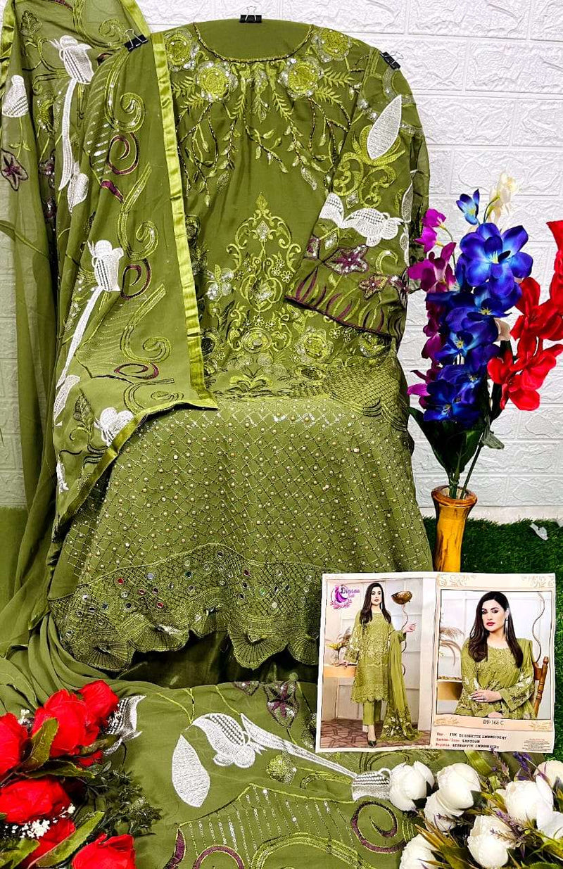 Dinsaa Suit 168 Georgette Khatli Work Pakistani Dress Materials