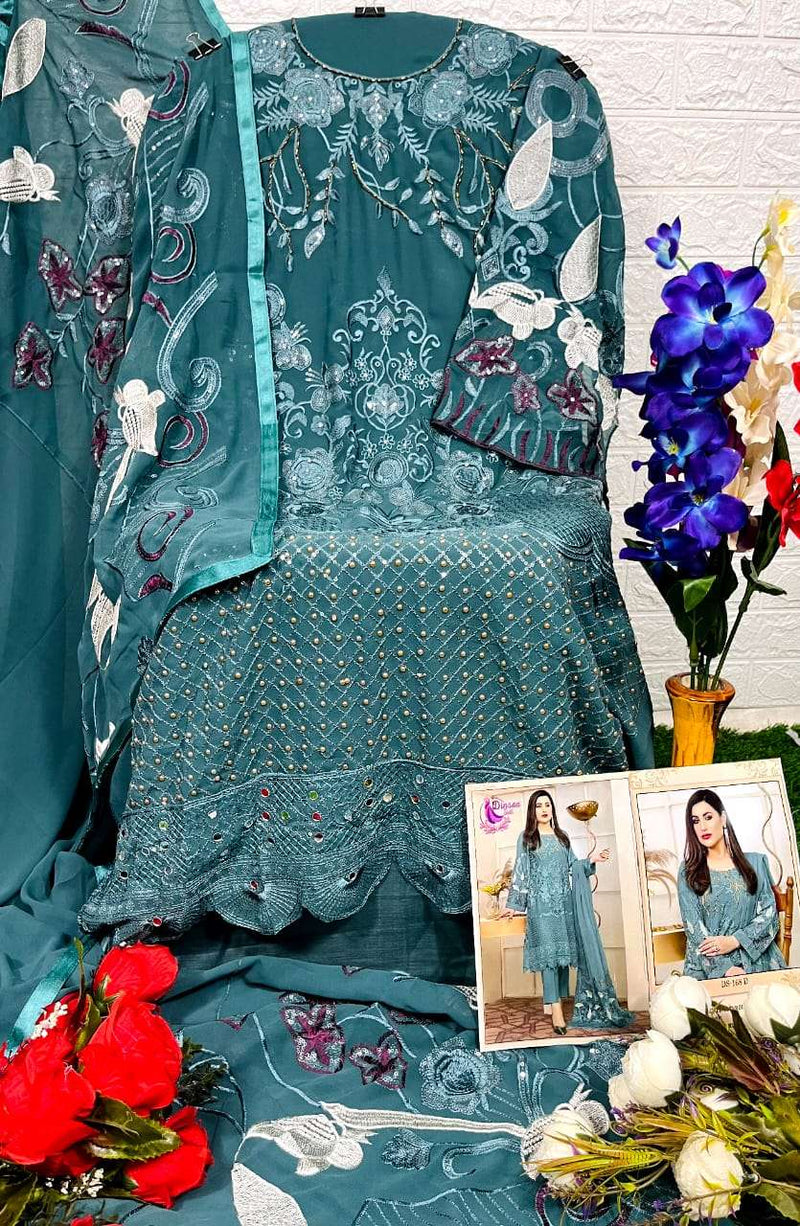Dinsaa Suit 168 Georgette Khatli Work Pakistani Dress Materials