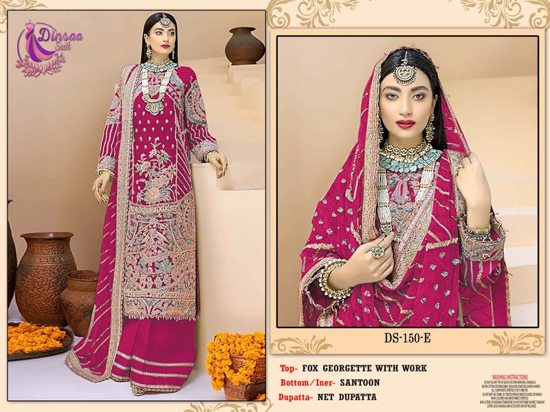 Dinsaa Suit D 150 Beautiful Dark Colors Pakistani Suit