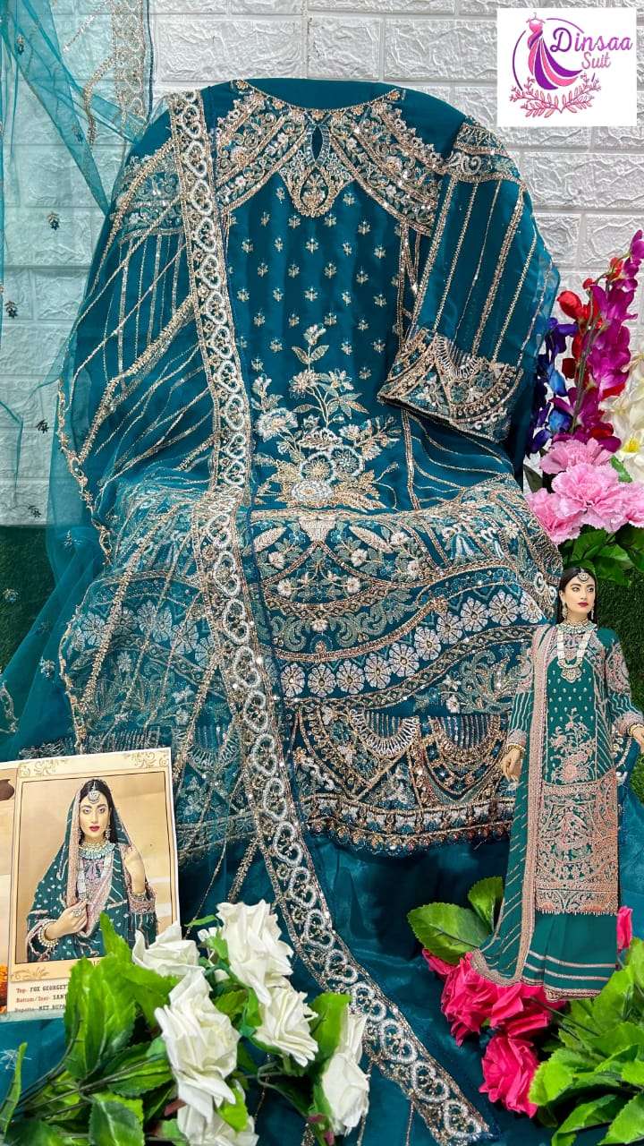 Dinsaa Suit D 150 Beautiful Dark Colors Pakistani Suit