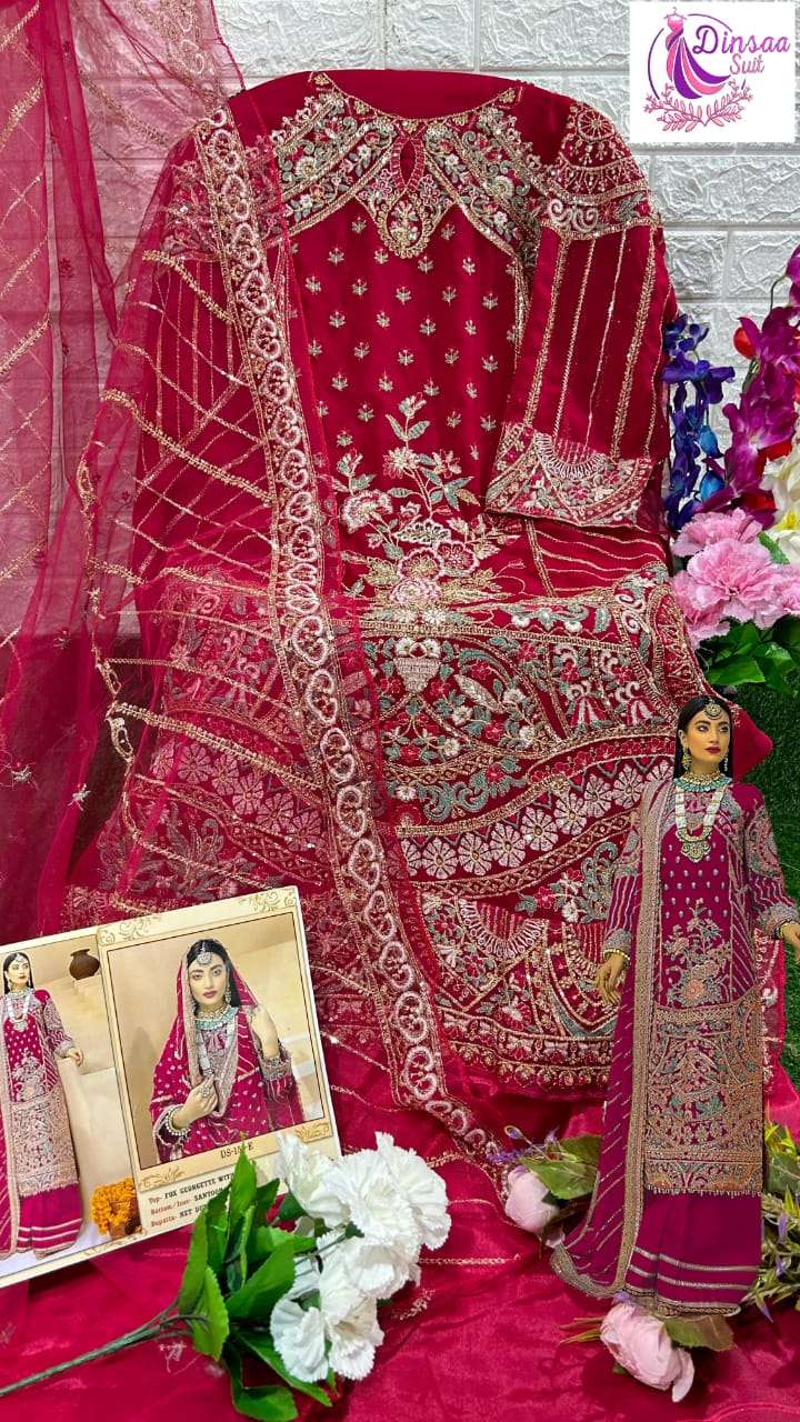 Dinsaa Suit D 150 Beautiful Dark Colors Pakistani Suit
