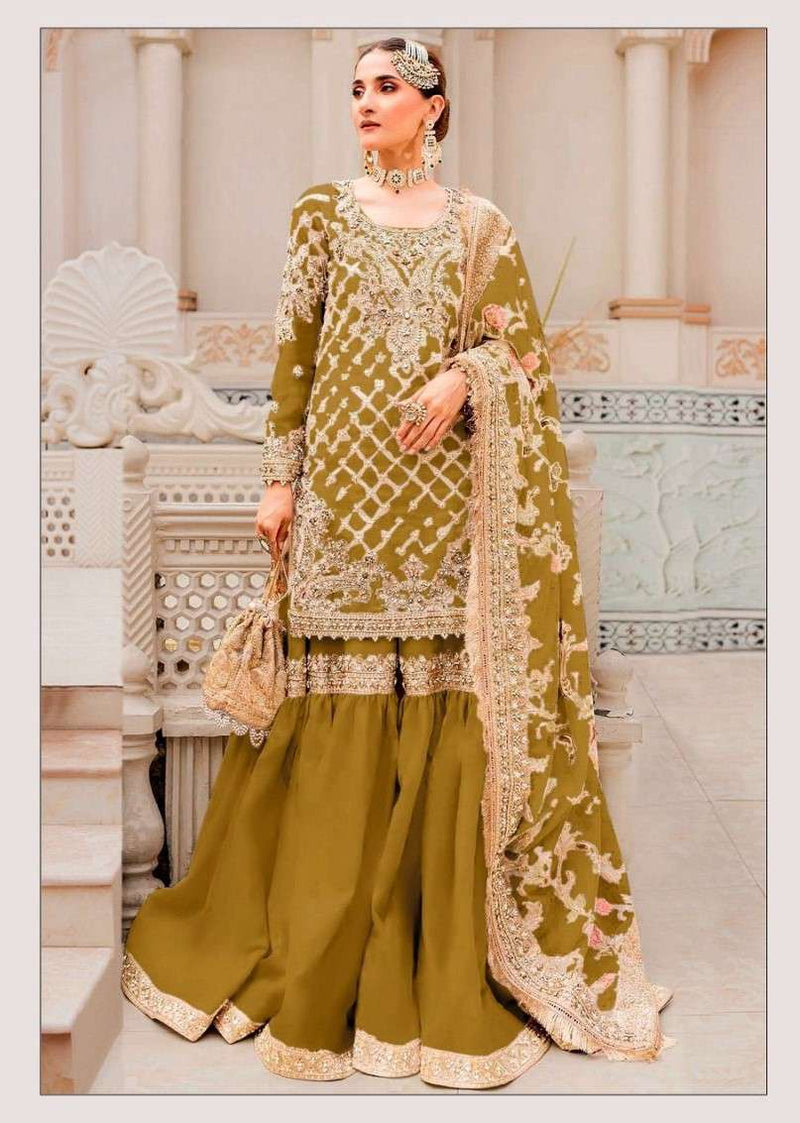 Dinsaa Suit Design No 241 A D Organza Embroidery Work Party Wear Suit