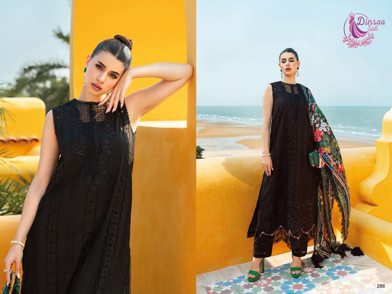 Dinsaa Suit Saira Rizwan Vol 1  Cotton With Heavy Self Embroidery Semi Stitched Salwar Suit