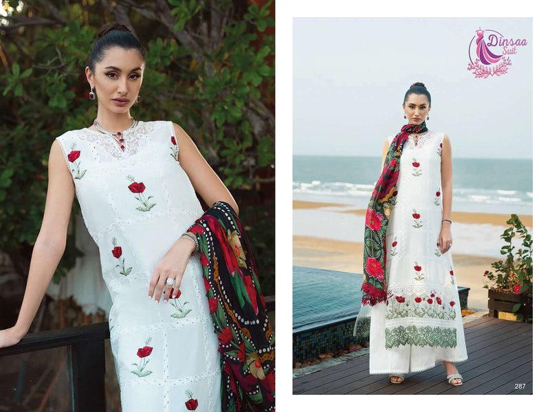 Dinsaa Suit Saira Rizwan Vol 1  Cotton With Heavy Self Embroidery Semi Stitched Salwar Suit