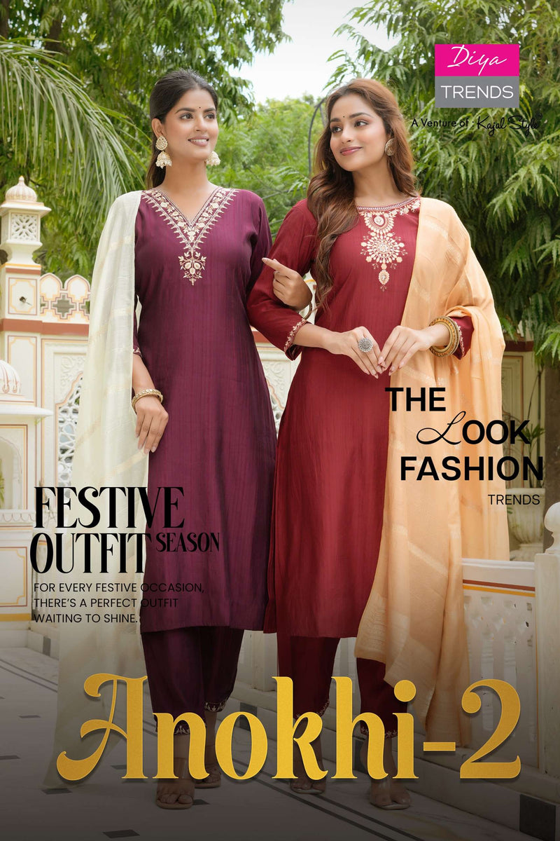 Diya Trends Anokhi Vol 2 Modal Silk Casual Wear Straight Kurti Pant Jacquard Dupatta Set