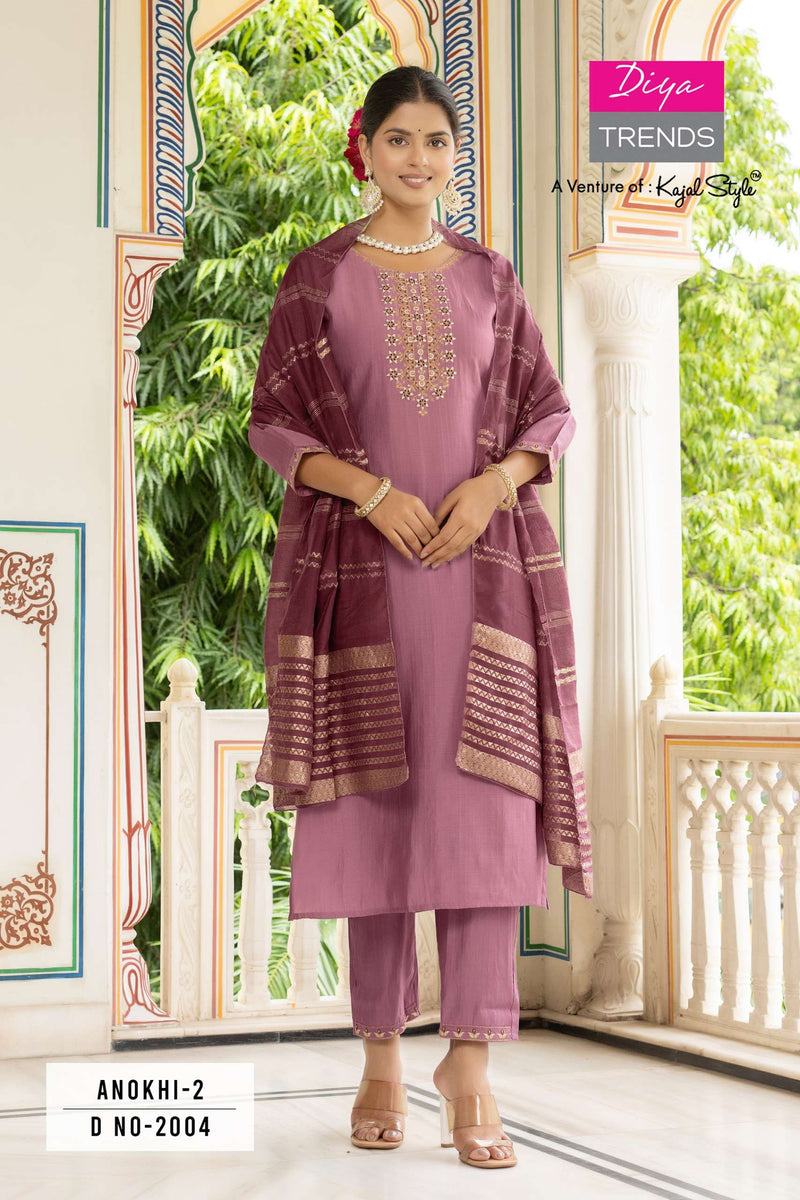 Diya Trends Anokhi Vol 2 Modal Silk Casual Wear Straight Kurti Pant Jacquard Dupatta Set