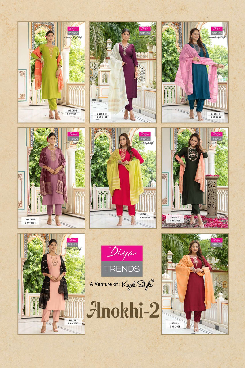 Diya Trends Anokhi Vol 2 Modal Silk Casual Wear Straight Kurti Pant Jacquard Dupatta Set