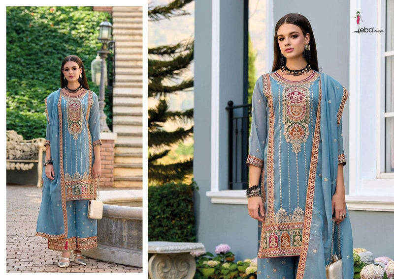 Eba Lifestyle Mayram Organza Embroidery Work Designer Party Wear Suit Collection