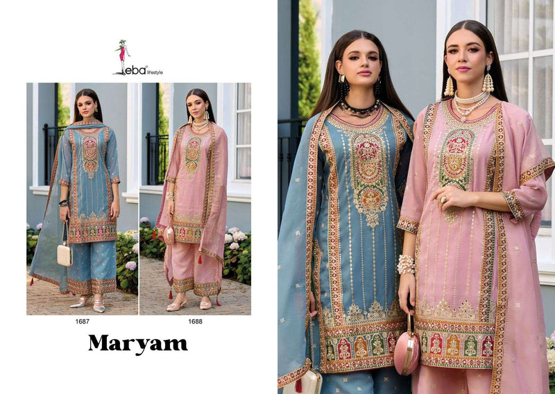 Eba Lifestyle Mayram Organza Embroidery Work Designer Party Wear Suit Collection