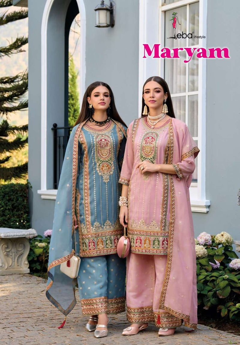 Eba Lifestyle Mayram Organza Embroidery Work Designer Party Wear Suit Collection