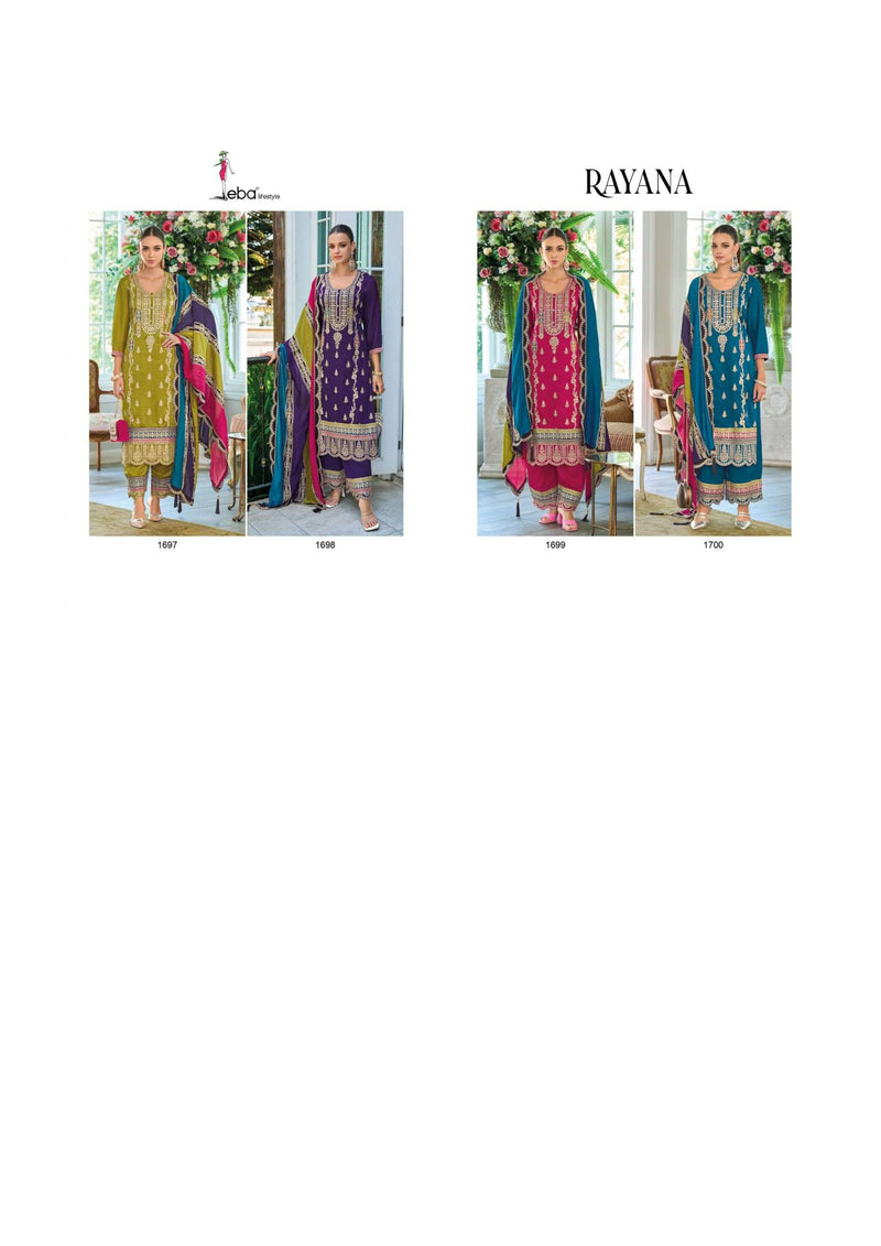 Eba Lifestyle Rayana Chinon Emboidery Work Party Wear Kurti Plazo Dupatta Set