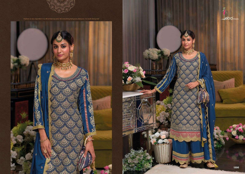 Eba Lifestyle Saira Chinon Emboidery Work Wedding Wear Suit Collection