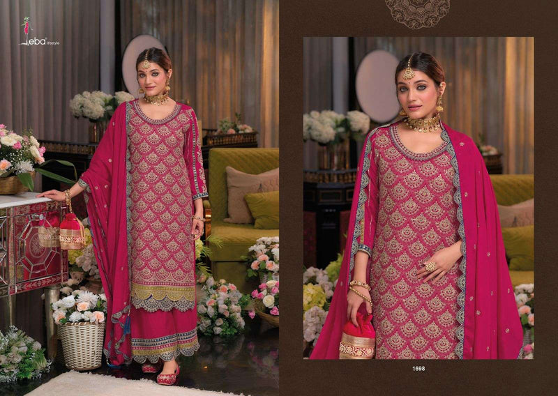 Eba Lifestyle Saira Chinon Emboidery Work Wedding Wear Suit Collection