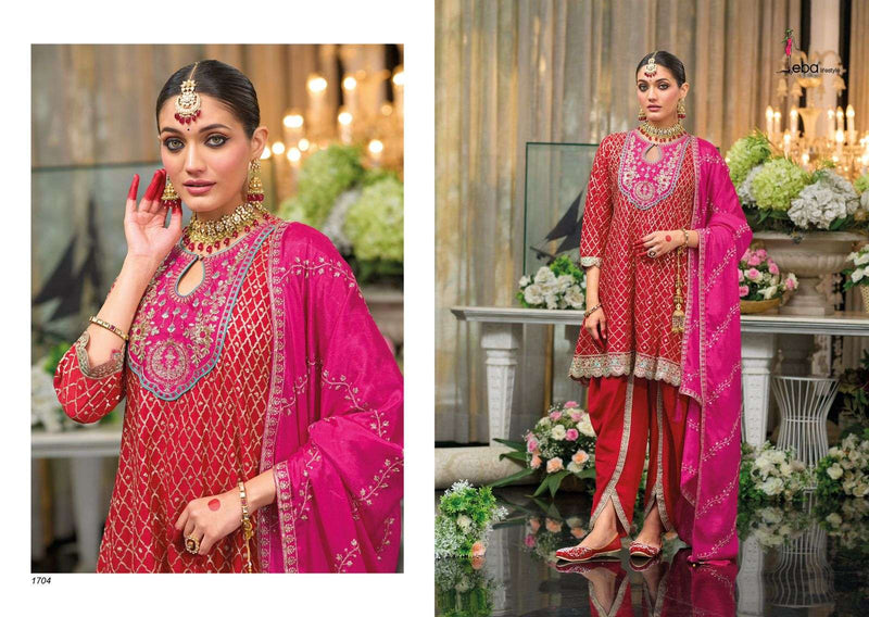 Eba Lifestyle Sajni Chinon Emboidery Wedding Wear Kurti Dhoti Dupatta Set